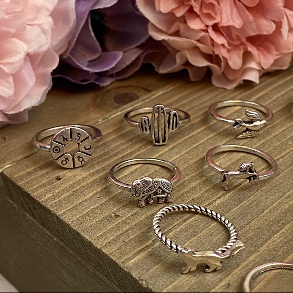 12 Pcs Boho Antique Silver Arrow Fox Carved Animal - Picture 11 of 15